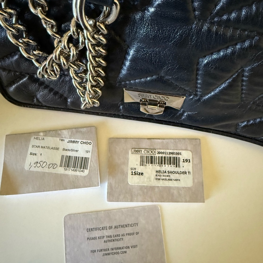 Jimmy Choo Helia Quilted Leather Shoulder Bag – Black/Silver - Picture 11 of 12
